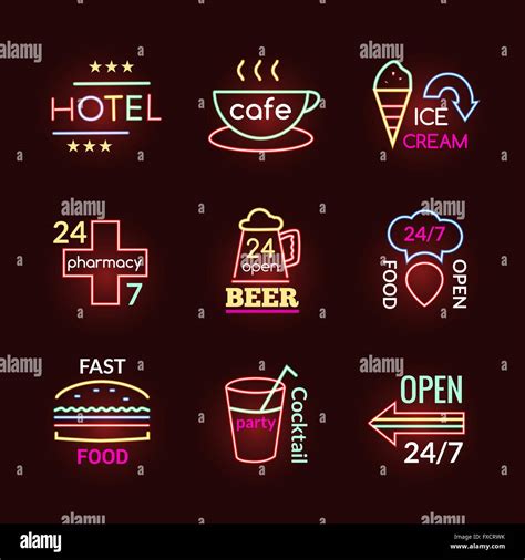 Neon Signs Set Stock Vector Image & Art - Alamy