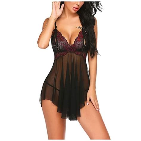 Femmes Sling Dentelle Imprimé Lingerie Sexy Camisole Chemise De Nuit Jupe Sous Vêtements Sexy