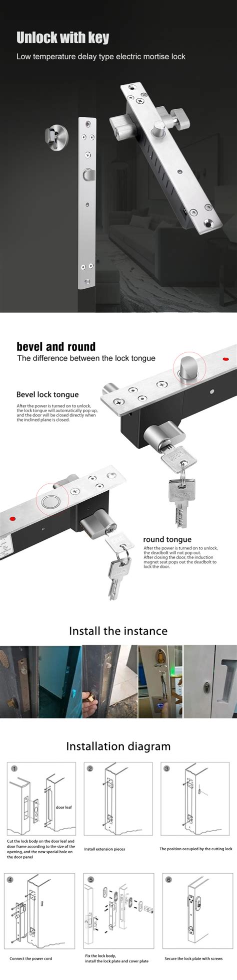 Oem Manufacturer Drop Bolt Lock Key Open Fail Secure Sturdiness