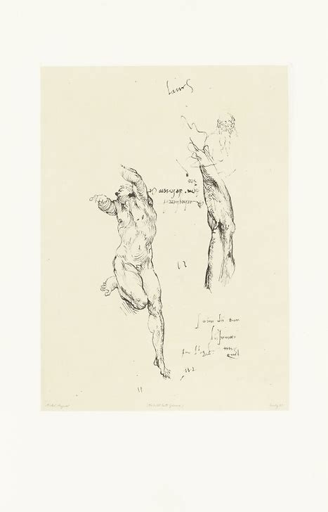 Engraving Study Of Male Nude And Study Of Arm Michelangelo Louvre Shop
