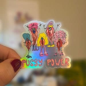 Holographic Pussy Power Sticker Vagina Art Sticker Feminist Laptop