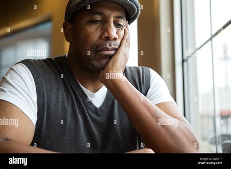 Portrait Of A Mature African American Man In Deep Thought Stock Photo