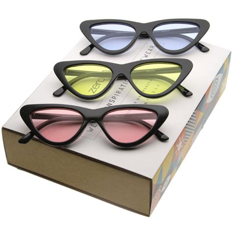 Womens Retro 1990s Color Tone Flat Lens Cat Eye Sunglasses C522 Zerouv