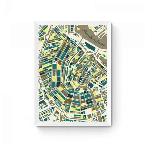 Amsterdam Stadskaart Plattegrond Poster Lente