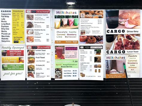 Menu At Cargo Drive Thru Coffee Cafe Ourimbah