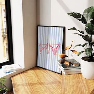 Trendy Bikini Poster Hand Drawn Summer Wall Art Bikini Summer Print Coastal Print Coastal