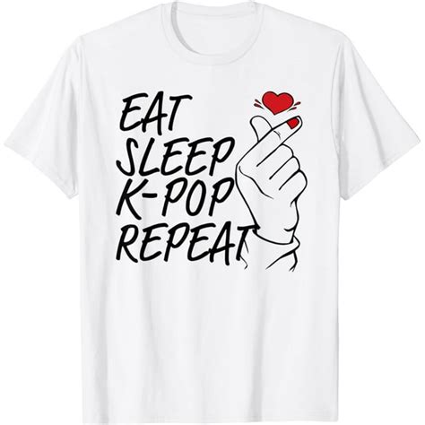 Korean Finger Heart Saranghae Cute Eat Sleep K Pop Repeat T Shirt