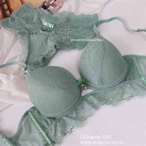 Conjunto Lingerie Sofisticado Em Microfibra E Renda Calcinha Fio Duplo Alta Verde Etereo