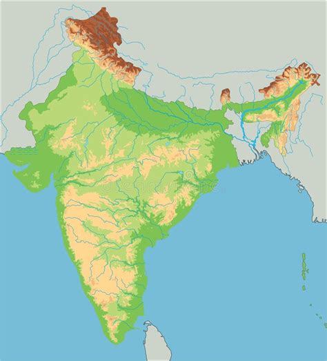 Детальная карта Индии, Азии со всеми государствами и границей страны ...