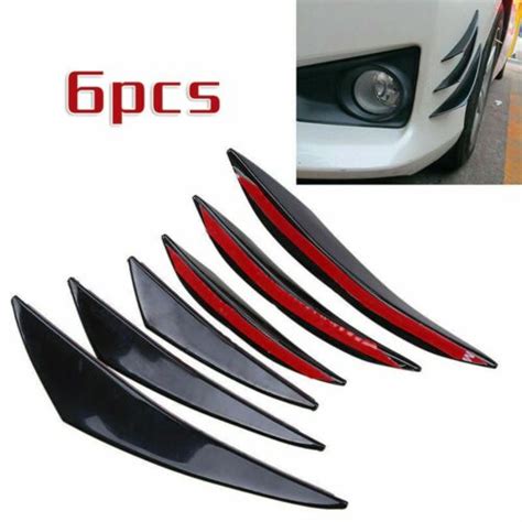 6pcs Universal Auto Front Bumper Lip Splitter Fins Body Spoiler Canards