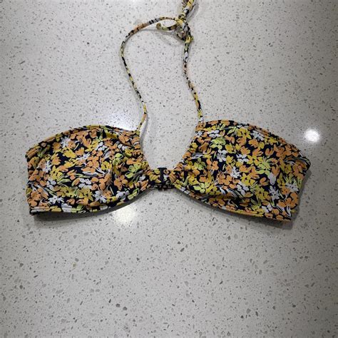 Roxy Floral Bikini Top With Tie Back Bikinilife Depop