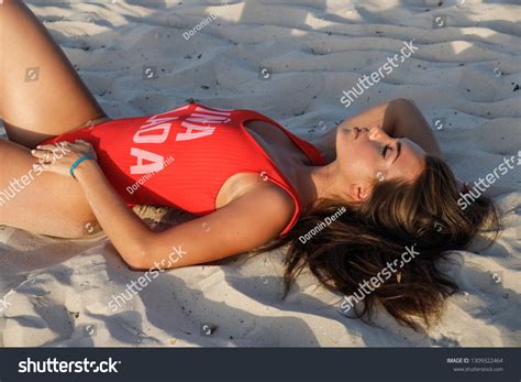 Lovely Sexy Brunette Girl Swimsuit Posing Stock Photo Shutterstock