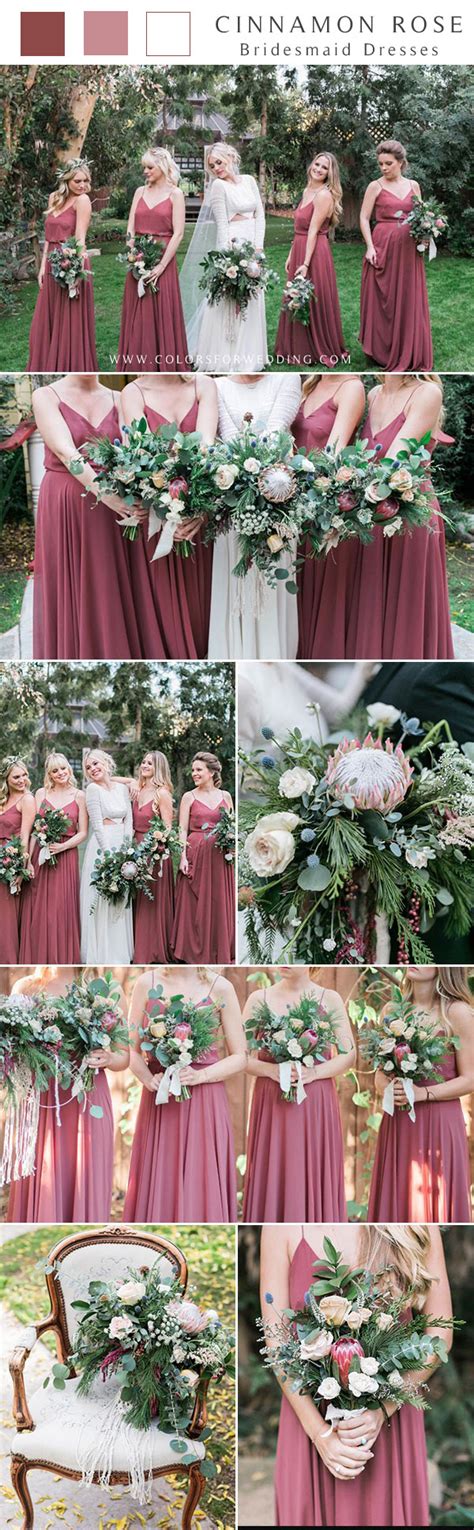 Top 15 Cinnamon Rose Bridesmaid Dresses and Wedding Color Ideas