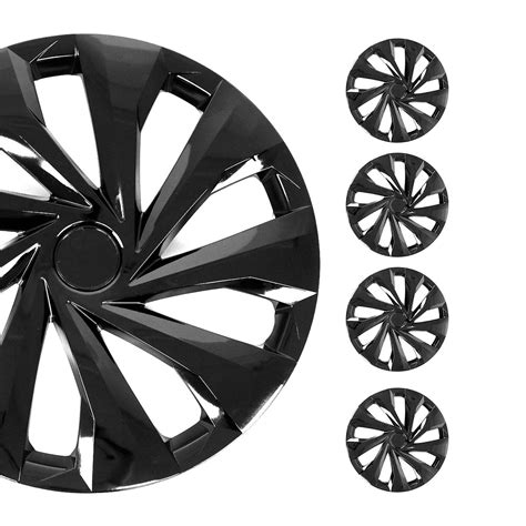 OMAC Premium 15 Black Wheel Rim Covers Hubcaps Set For Hyundai Elantra