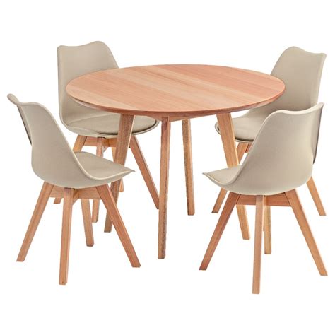 Conjunto Mesa De Jantar Redonda V Rtice Cm Natural Cadeiras Leda Em Madeira Maci A Nude