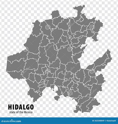 State Hidalgo Of Mexico Map On Transparent Background. Blank Map Of ...