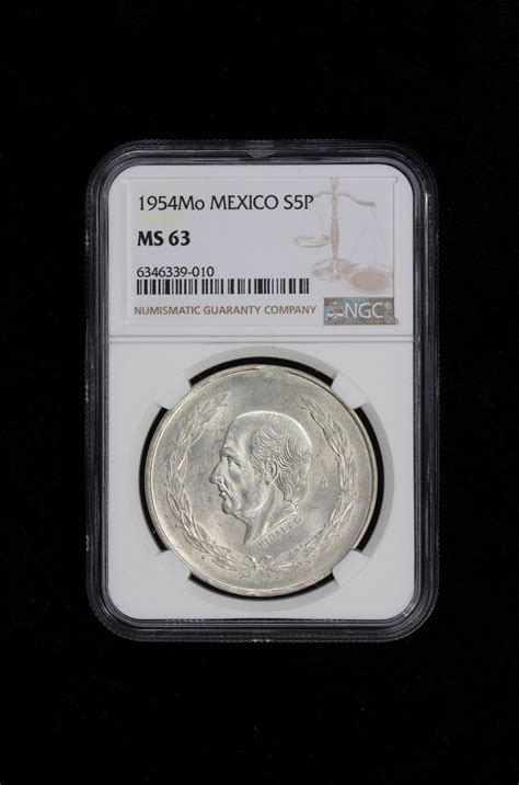 Mexico Estados Unidos Ar Peso 1954 Mo Ngc Graded Ms63