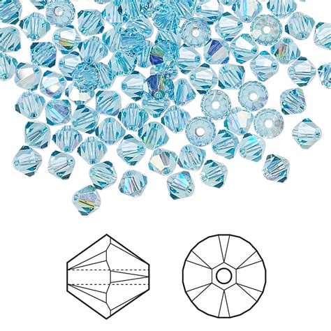 Bead Crystal Passions® Aquamarine Ab 4mm Bicone 5328 Sold Per Pkg