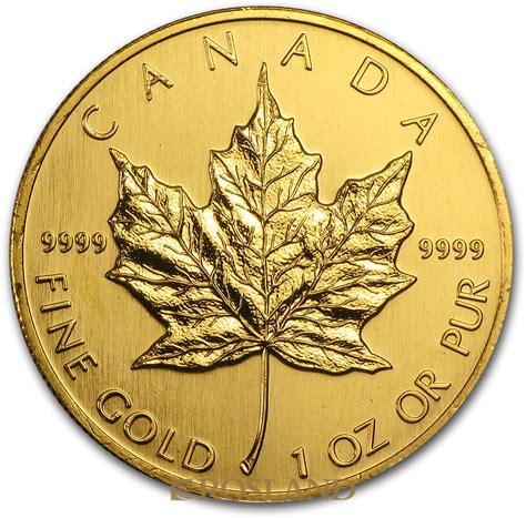 1 Unze Goldmünze Kanada Maple Leaf 1991