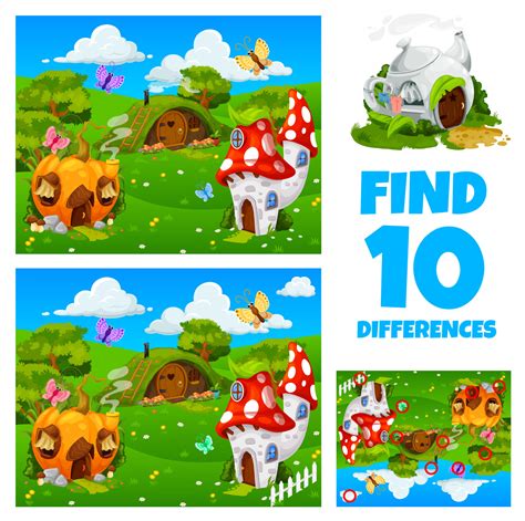 Find Ten Differences Game With Fantasy Houses 23542875 Vector Art At