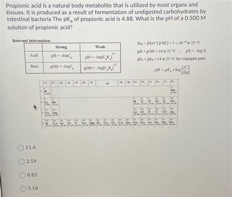 Solved Propionic Acid Is A Natural Body Metabolite That Is Chegg