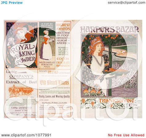 Front And Back Covers Of Harpers Bazar Thanksgiving Of 1894 Magazine
