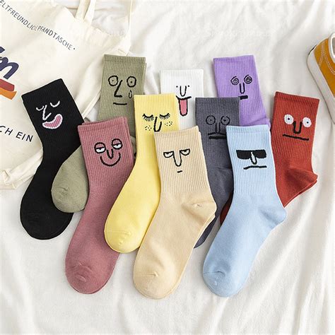 Funny Socks, Funny Crazy Face Socks, Crew Socks Funny, Women Simple ...