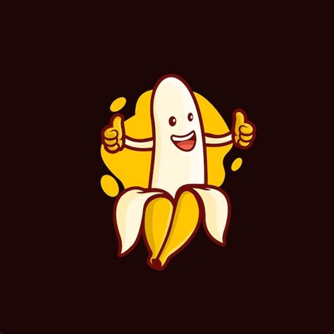 Modèle De Logo De Mascotte De Dessin Animé Mignon Banane Vecteur Premium