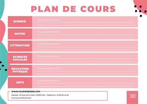 Modèles de plans de cours modifiables et imprimables