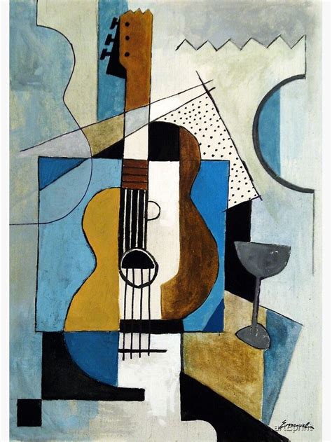 Guitar Cubist Art Painting Music Gift Canvas Print By Art Print