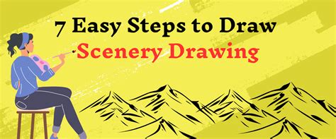 7 easy steps to draw Scenery Drawing - Easy Drawing