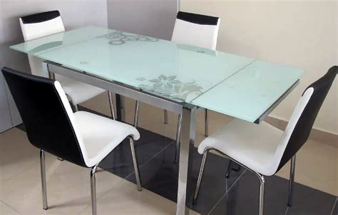 Белый стеклянный раскладной стол - 86 фото