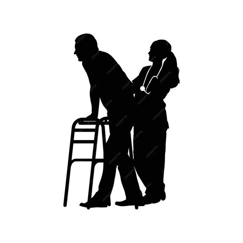 Premium Vector | Doctor helping a patient walk with a cane vector