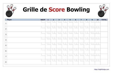 Feuille de score de bowling à télécharger et à imprimer