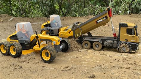 caminhão huina rc motoniveladora trator compactador rc dump truck