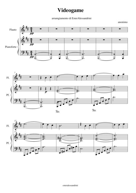 Videogame Per Flute And Piano Arr Ester Alessandrini By Anonimo