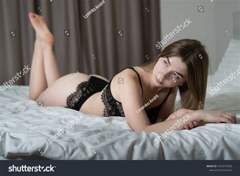 Charming Woman Black Lace Lingerie Lying Stock Photo Shutterstock