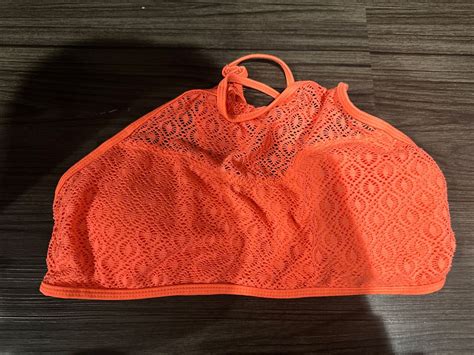 NO BOUNDARIES BIKINI TOP Orange Lettuce Edge Womens Gem