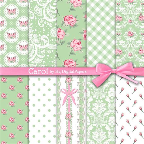 Shabby Chic Digital Paper Carol Green Digital Etsy