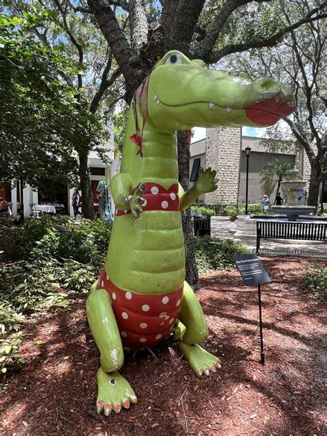 Art Installation Of Whimsical Seven Foot Tall Alligator Sculptures