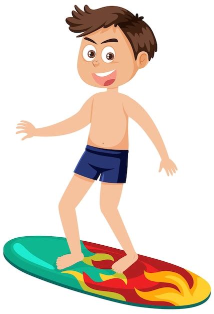 Premium Vector A Man Standing On Surfboard