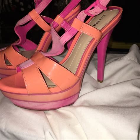 Gianni Bini Shoes Gianni Bini Pink Orange Leather Platform Heel