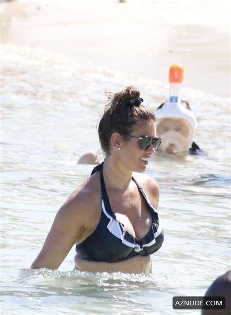 Rebekah Vardy Sexy In A Black And White Striped Bikini In Ibiza AZNude