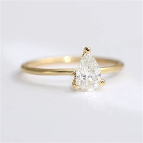 Pear Engagement Ring Colorless Diamond Ring Pear Diamond - Etsy