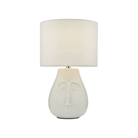 Dar Dar Boris Ceramic Table Lamp With Shade White