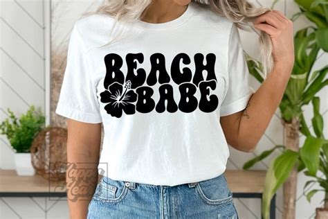 Beach Babe Svg Retro Summer Shirt Svg Hawaiian Flower