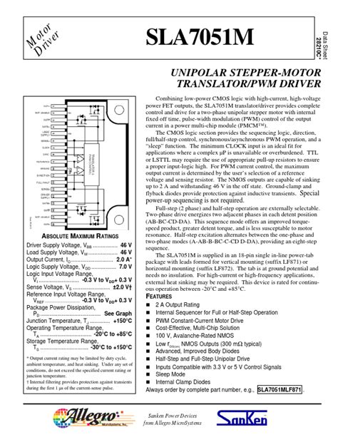 SLA7051M Datasheet Driver Equivalent Allegro MicroSystems