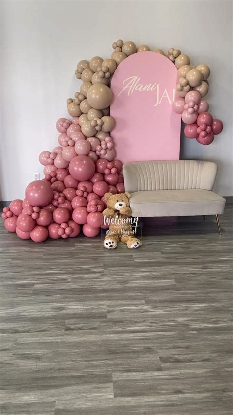 Shades Of Pink Balloon Garland Splash Of Nude Balloon Decorations Balloon Centerpieces