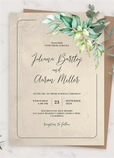 Download Printable Botanical Dusty Bohemian Wedding Invitation Pdf