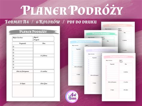 Planer Podr Y Pastelowy Planer Kolor W Pdf Do Druku Artmama